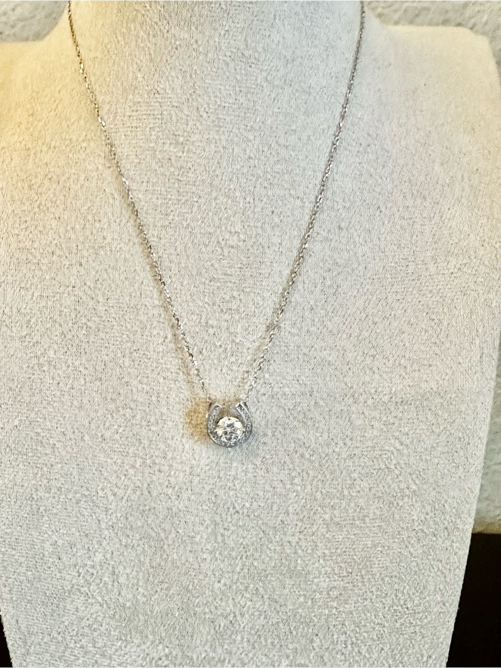 1ct Moissanite Silver Horseshoe Pendant Necklace